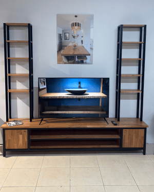 Meuble TV bois métal avec rangement