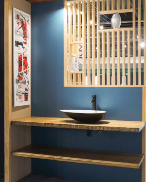 Ensemble de bain avec tablettes en bois massif