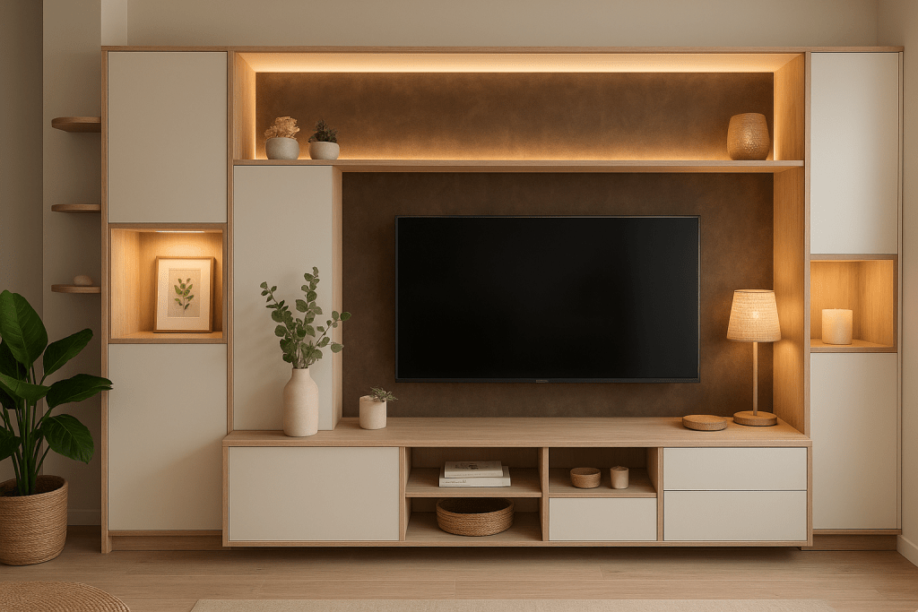 Meuble TV sur mesure en mélaminé haut de gamme