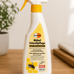 Soin rapide pour meuble en spray de chez Renuwell avec cire d'abeille