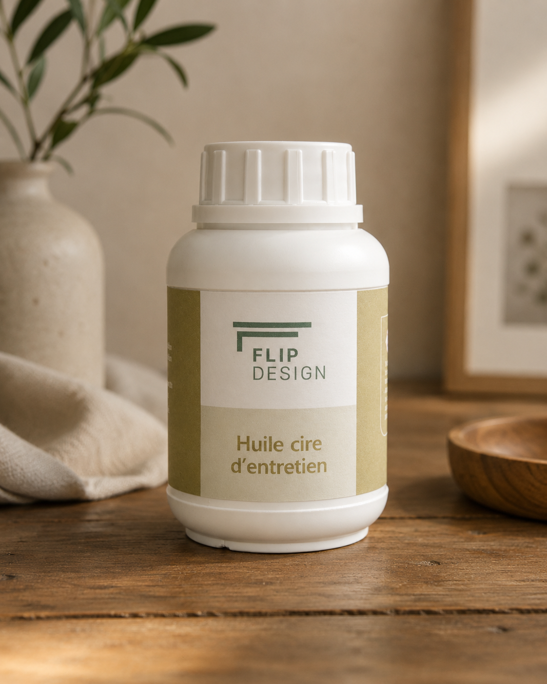 Flacon huile cire d'entretien